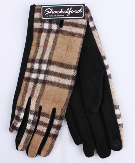 Shackelford plaid knit glove beige STYLE:S/LK5068BGE